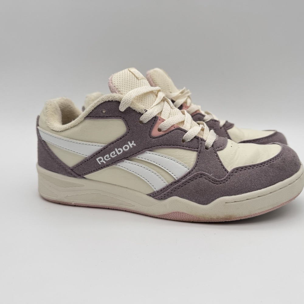 Reebok BB4000 Low Kids Size 6 K Off White Purple Lilac Pink Sneakers Shoes
